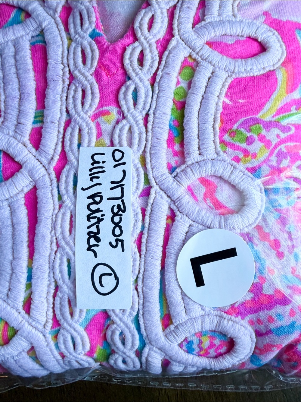 Lilly Pulitzer Pink Seashell Print Bell Sleeve Shift Dress Resort Coastal Chic L - Picture 9 of 9